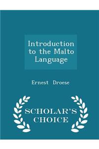 Introduction to the Malto Language - Scholar's Choice Edition