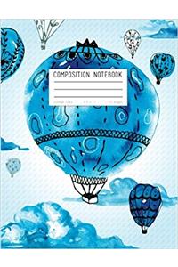 Composition Notebook Blue Watercolor Hot Air Balloons (Dreamy Journals)