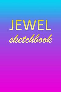 Jewel: Sketchbook - Blank Imaginative Sketch Book Paper - Pink Blue Gold Custom Letter J Personalized Cover - Teach & Practice Drawing for Experienced & As