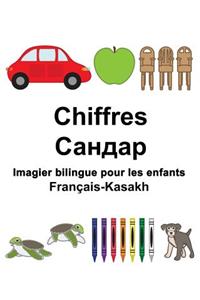 Français-Kasakh Chiffres Imagier bilingue pour les enfants