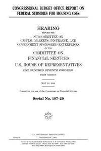 Congressional Budget Office report on federal subsidies for housing GSEs