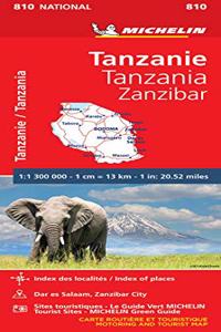 Michelin Tanzania Zanzibar Road and Tourist Map 810