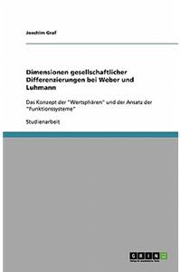 Dimensionen gesellschaftlicher Differenzierungen bei Weber und Luhmann: Das Konzept der "Wertsphären" und der Ansatz der "Funktionssysteme"