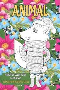 Patrón de coloración para niños - Diseños para aliviar el estrés - Animal