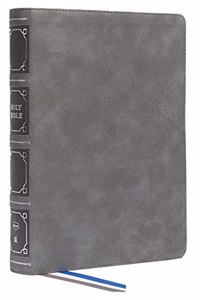 NKJV, Reference Bible, Classic Verse-by-Verse, Center-Column, Leathersoft, Gray, Red Letter, Thumb Indexed, Comfort Print