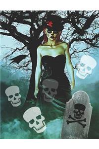 Gothic Women with Ghostly Skulls & Ravens