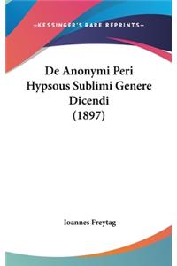 de Anonymi Peri Hypsous Sublimi Genere Dicendi (1897)