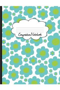 Turq Green Fun Flowers Composition Notebook