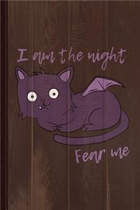 Cute Halloween Cat I Am the Night Fear Me Journal Notebook