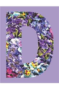 Purple Flowers Letter 'd' Monogrammed Lined Journal