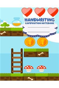 Handwriting primary composition notebook, 8 x 10 inch 200 page, Nintendo retro game