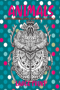 Adult Coloring Books for woman with pencil - Animals - Large Print