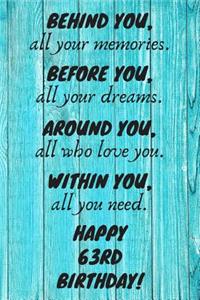 Behind You All Your Memories Before You All Your Dreams Happy 63rd Birthday