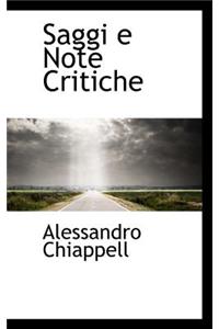 Saggi E Note Critiche