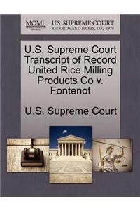 U.S. Supreme Court Transcript of Record United Rice Milling Products Co V. Fontenot