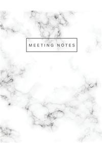 Meeting Notes: Marble Cover - Business Notebook for Meetings and Organizer - Taking Minutes Record Log Book, Day Action Items & Notes, Attendees - Secretary Logboo