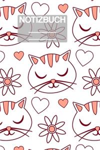 Notizbuch A5 Muster Zeichnung Katzen Katze Cat Blumen Flower