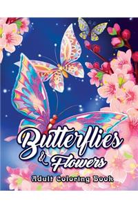 Butterflies and Flowers Adult Coloring Book