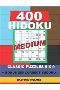 400 HIDOKU MEDIUM classic puzzles 9 x 9 + BONUS 250 correct sudoku