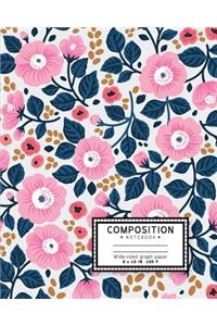 Wide-ruled graph paper composition notebook