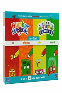 Numberblocks and Alphablocks: My First Numbers and Letters Set (4 wipe-clean books with pens included)