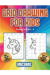 Drawing for kids 6 - 8 (Grid drawing for kids - Unicorns)