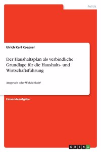 Haushaltsplan als verbindliche Grundlage für die Haushalts- und Wirtschaftsführung