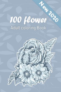 100 Flowers Adult Coloring Book