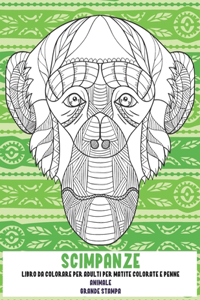 Libro da colorare per adulti per matite colorate e penne - Grande stampa - Animale - Scimpanzé