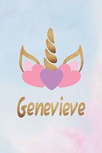 Genevieve: Personalized First Name Unicorn Gift Birthday Girl Notebook Journal 104 Pages