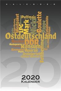 DDR Wortwolke Ostdeutschland Kalender 2020