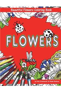 Beautiful Flowers With Bees And Ladybugs Coloring Book For Children