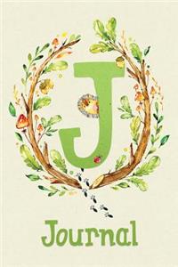 Cute Woodland Critter Journal with Initial: Cute Woodland Hedgehog Journal Initial 'j'