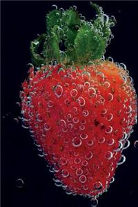Submerged Strawberry and Bubbles on Black Journal