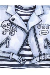Zoey: Personalized Edgy Fashion Themed Journal with Lined Pages