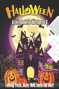 Halloween Activity Book For Kids 4-8