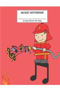 Music Notebook 6 Large Staves Per Page