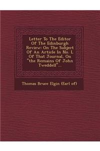 Letter to the Editor of the Edinburgh Review