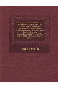 Beitraege Zur Hildesheimischen Geschichte