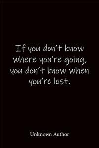 If you don't know where you're going, you don't know when you're lost. Unknown Author