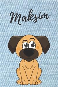 Maksim Hunde-Notizbuch / Malbuch / Tagebuch: Individuelles personalisiertes blanko Jungen & Männer Namen Notizbuch, blanko DIN A5 Seiten. Ideal als Uni ... Weihnachts & Geburtstags Geschenk für