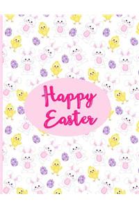 Happy Easter Bunnies Eggs and Chicks Lined Notebook