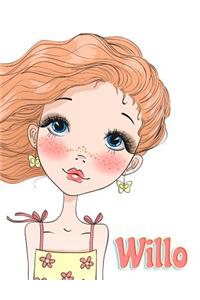 Willo: 365 Lined Pages Yearly Journal, Diary, Notebook, Personalized Book with Name, Christmas, Birthday, Friendship Gifts for Girls, Teens and Women, 8 1/2 X 11