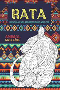 Mandala para colorear para adultos - Nivel fácil - Animal - Rata