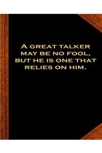 Ben Franklin Quote Great Talker Fool Vintage Style School Composition Book