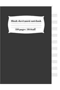 Blank sheet music notebook 110 pages - 10 Staff