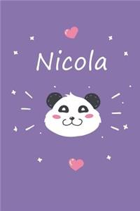 Nicola: Personalisiertes Panda Tage-/Notizbuch Mit Dem Vornamen Nicola Und Ganzen 100 Linierten Seiten Im 6x9 Zoll Format (Ca.Din A5). Optimal ALS Schreibhe