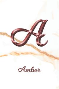 Amber: Sketchbook - Blank Imaginative Sketch Book Paper - Letter A Rose Gold White Marble Pink Effect Cover - Teach & Practice Drawing for Experienced & As