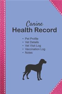 Canine health record: Dog vaccine record book - Pet health record - Puppy vaccine record - 101 pages, 6"x9" - Paperback - purple background reinforcement imitation pink l