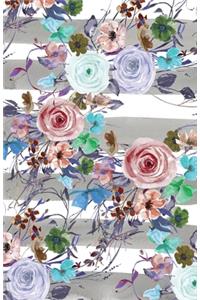 Bullet Journaling Notebook Grey Striped Floral